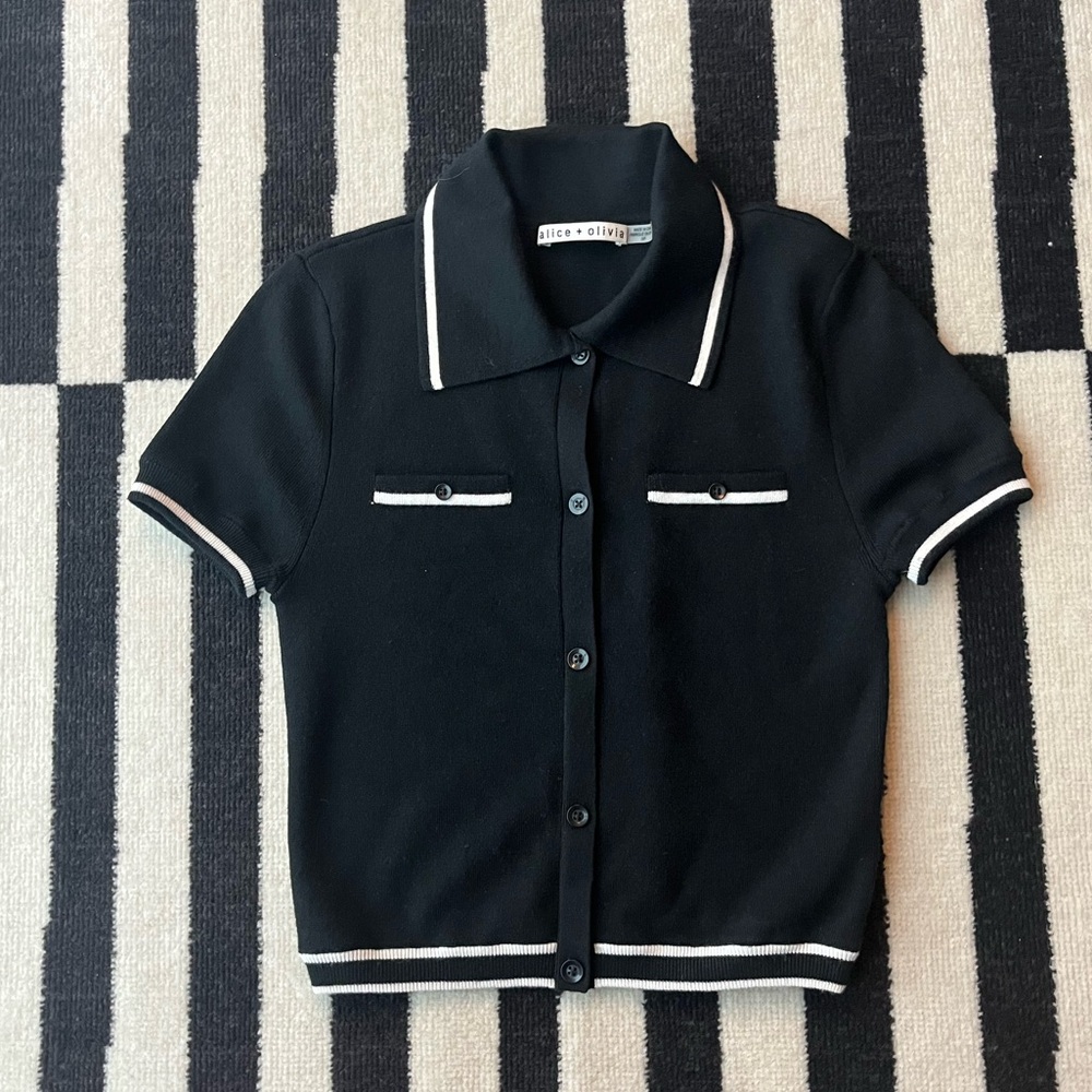 Alice + Olivia Peg Cropped Polo Top.